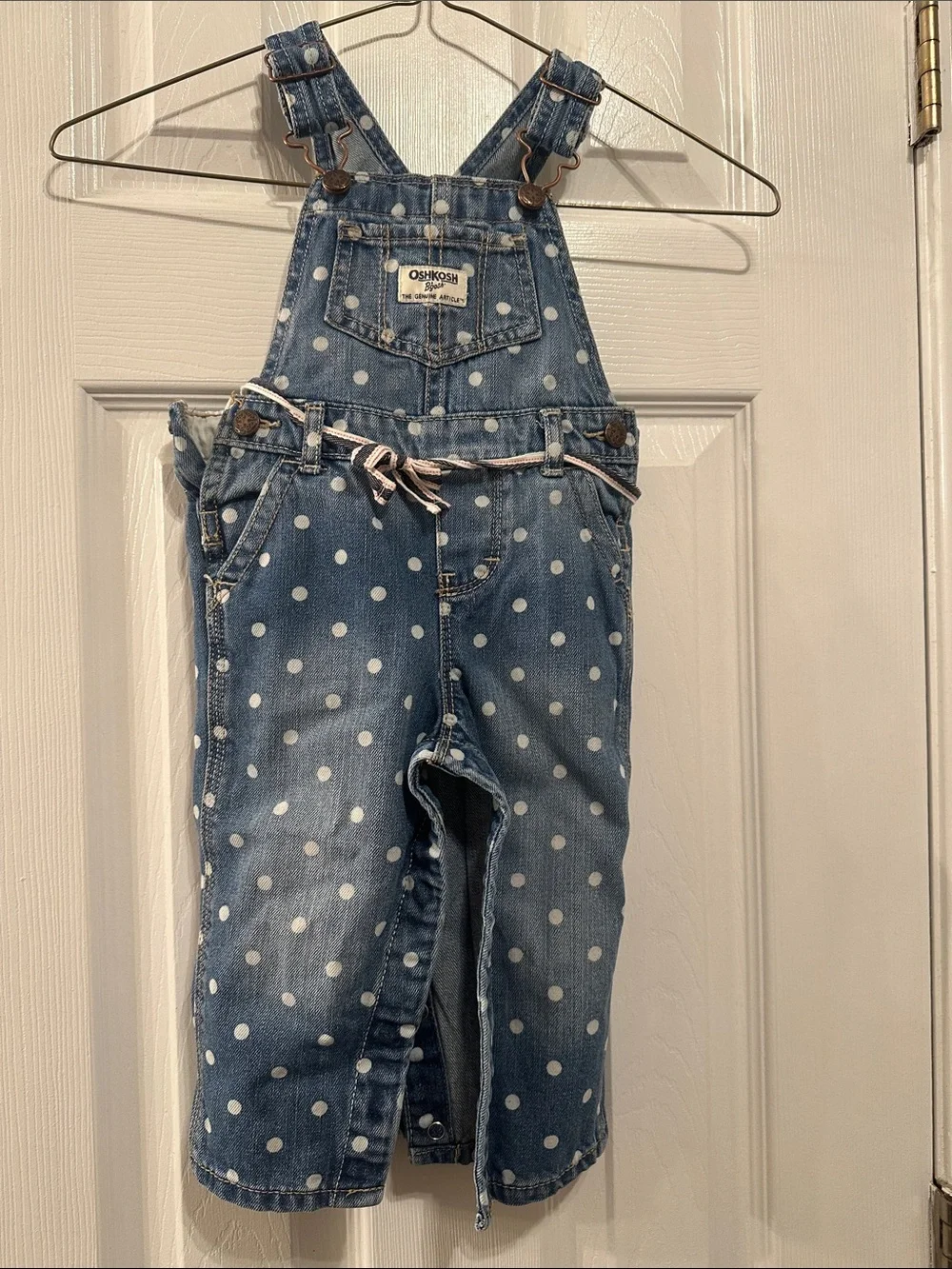 OshKosh B'gosh Blue Polka Dot Denim Overalls